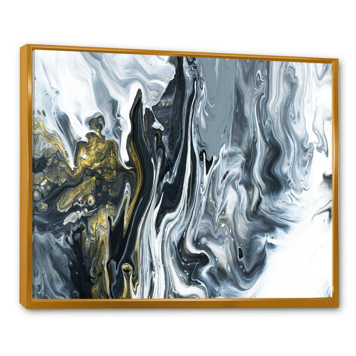 White, grey and White Hand Painted Marble Acrylic - Mid-Century Modern Bedroom Wall Art