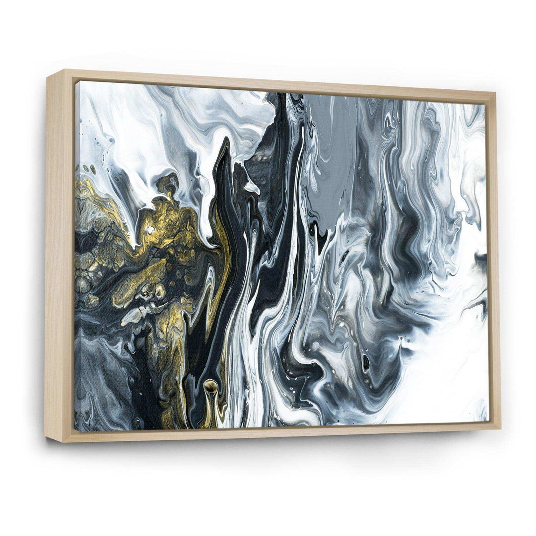 White, grey and White Hand Painted Marble Acrylic - Mid-Century Modern Bedroom Wall Art