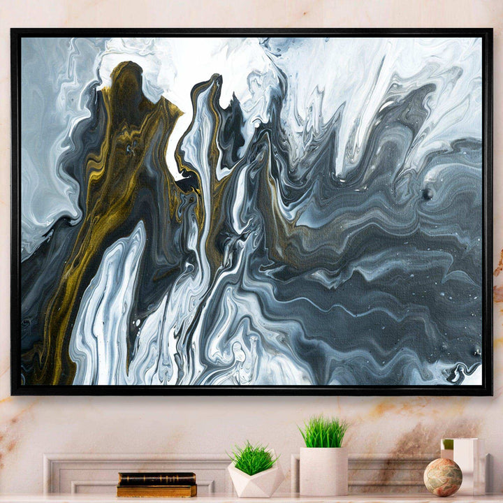 Grey, Yellow and White Marble Acrylic - Mid-Century Modern Wall Art Prints