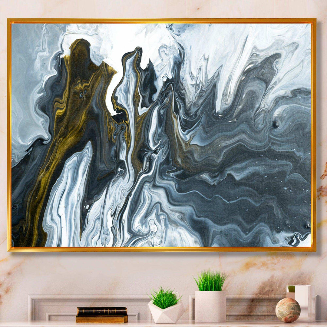 Grey, Yellow and White Marble Acrylic - Mid-Century Modern Wall Art Prints
