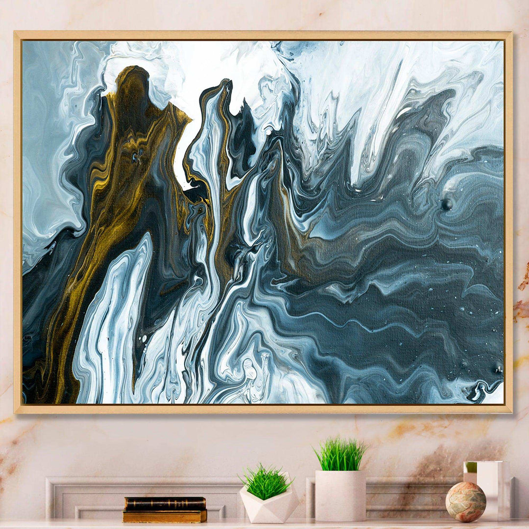 Grey, Yellow and White Marble Acrylic - Mid-Century Modern Wall Art Prints