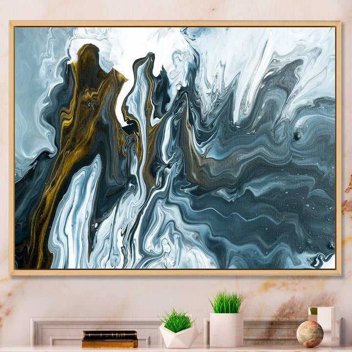 Grey, Yellow and White Marble Acrylic - Mid-Century Modern Wall Art Prints