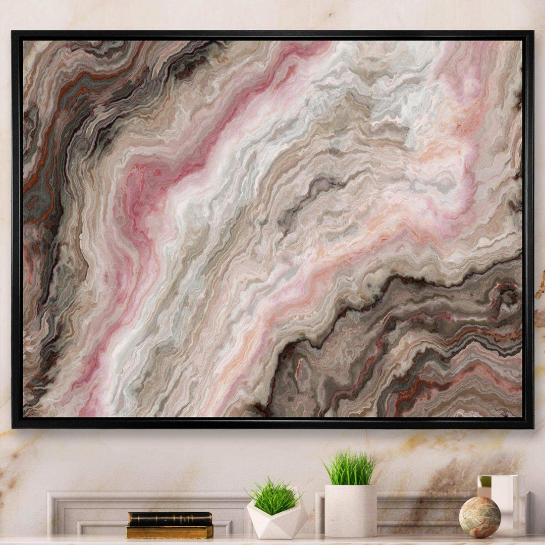 Grey Onyx with Rose Inclusions - Mid-Century Modern Living Room Wall Decor