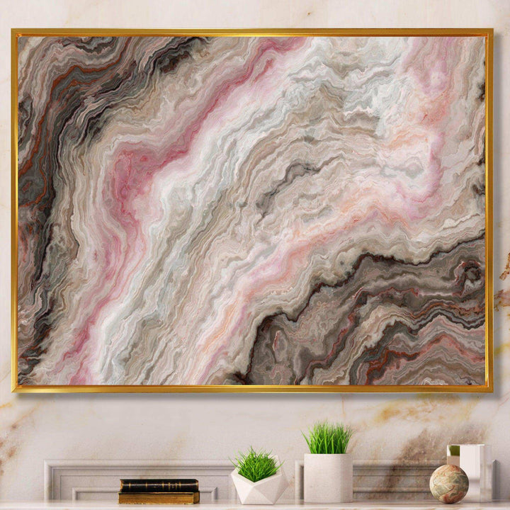 Grey Onyx with Rose Inclusions - Mid-Century Modern Living Room Wall Decor