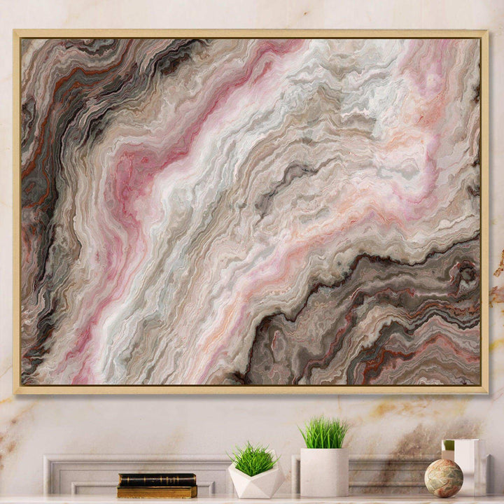 Grey Onyx with Rose Inclusions - Mid-Century Modern Living Room Wall Decor