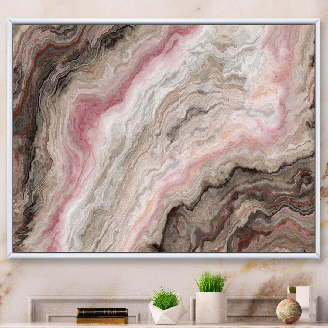 Grey Onyx with Rose Inclusions - Mid-Century Modern Living Room Wall Decor