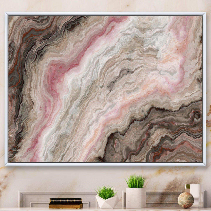 Grey Onyx with Rose Inclusions - Mid-Century Modern Living Room Wall Decor