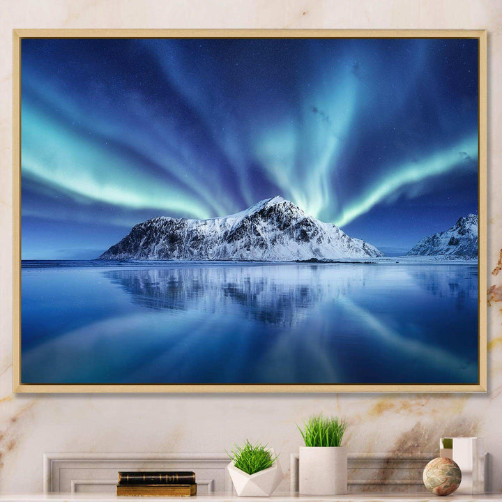 Aurora Borealis Reflection On The Water