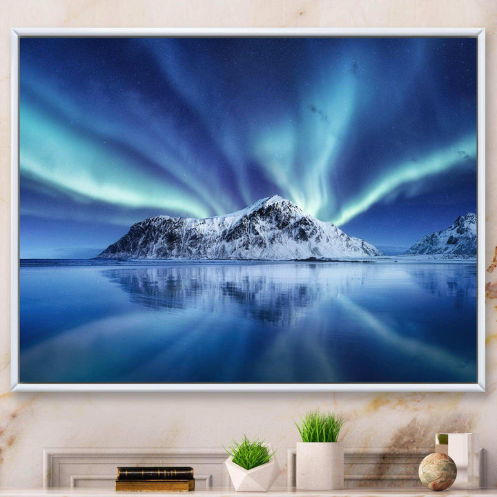 Aurora Borealis Reflection On The Water
