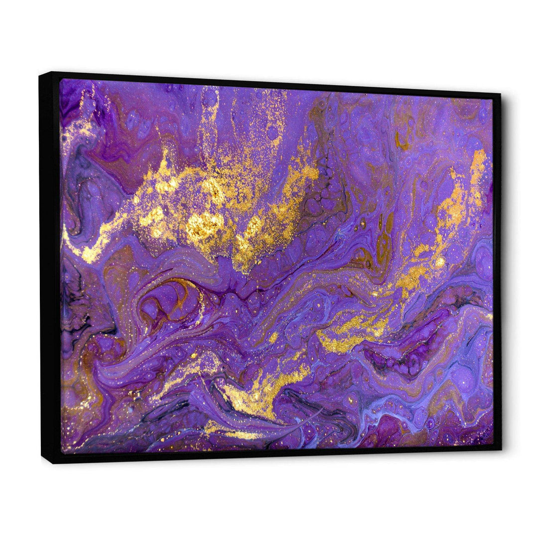 Gold And Purple Marbled Rippled Texture I - Modern Bedroom Wall Art