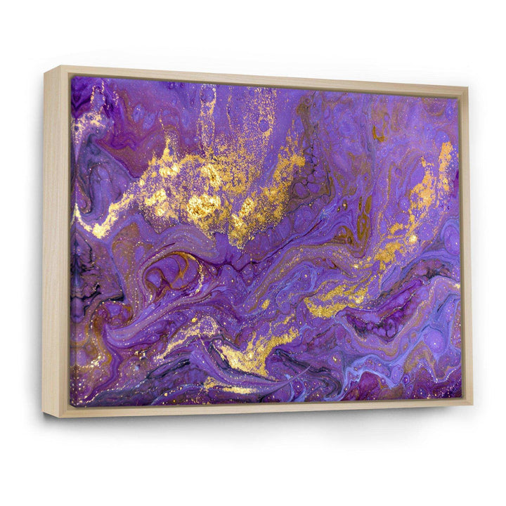 Gold And Purple Marbled Rippled Texture I - Modern Bedroom Wall Art