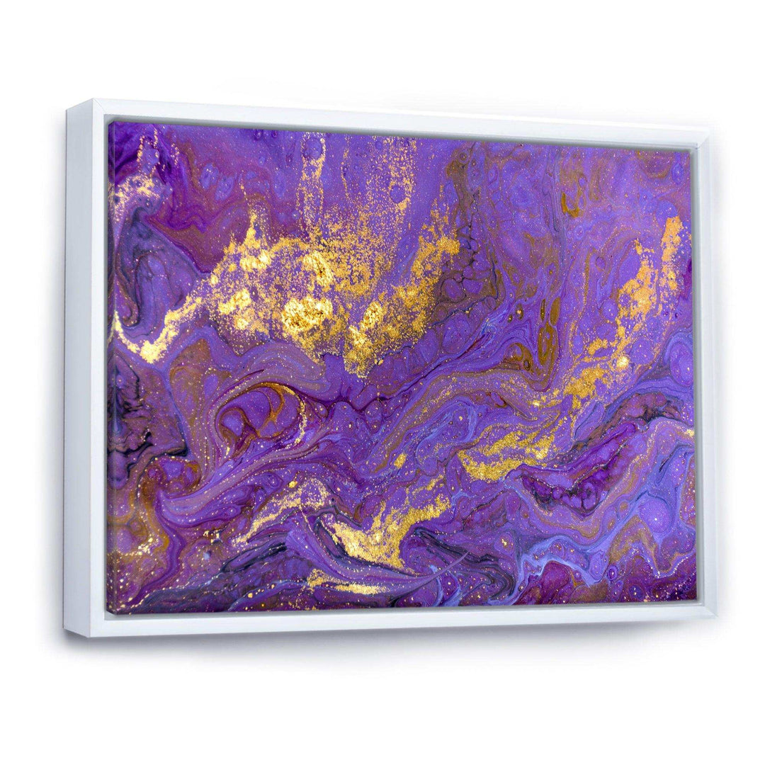 Gold And Purple Marbled Rippled Texture I - Modern Bedroom Wall Art