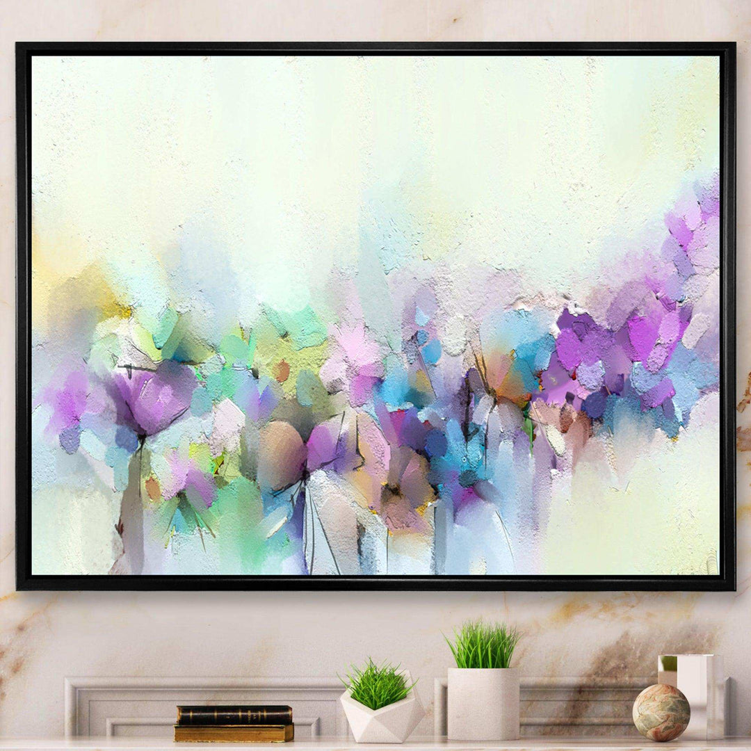 Yellow And Purple Spring Flowers - Traditional Canvas Wall Art