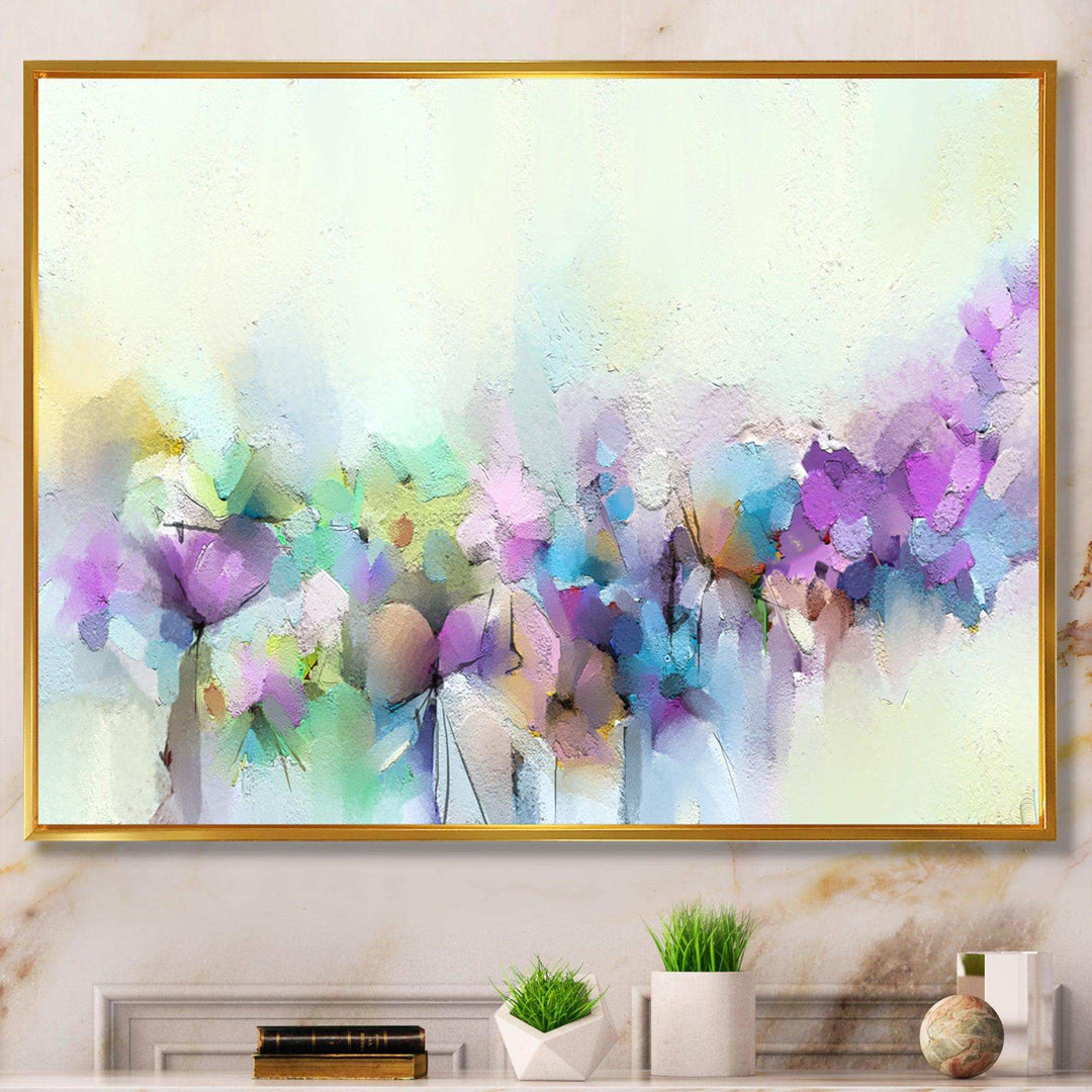 Yellow And Purple Spring Flowers - Traditional Canvas Wall Art