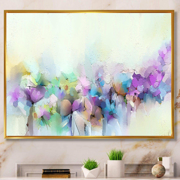 Yellow And Purple Spring Flowers - Traditional Canvas Wall Art