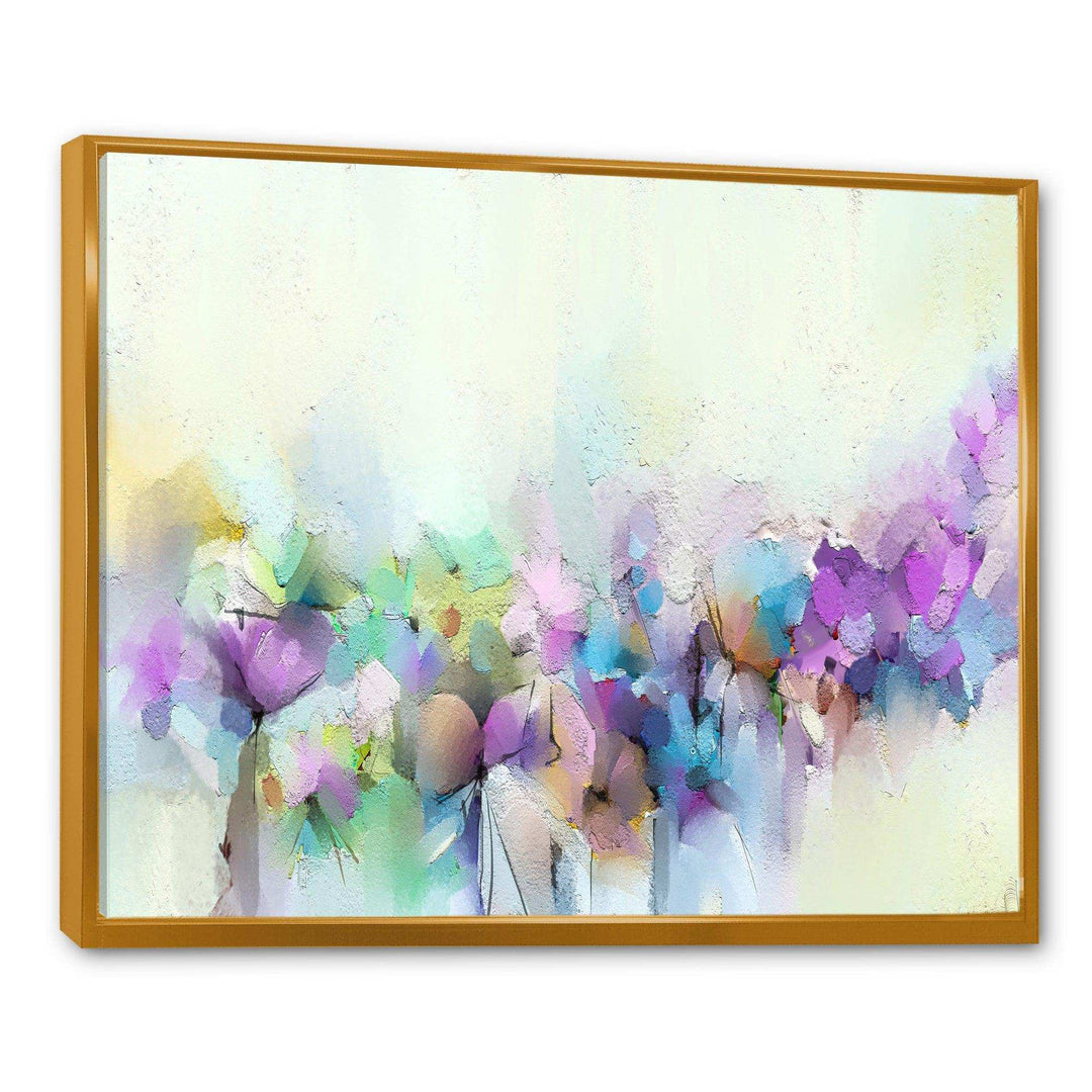 Yellow And Purple Spring Flowers - Traditional Canvas Wall Art