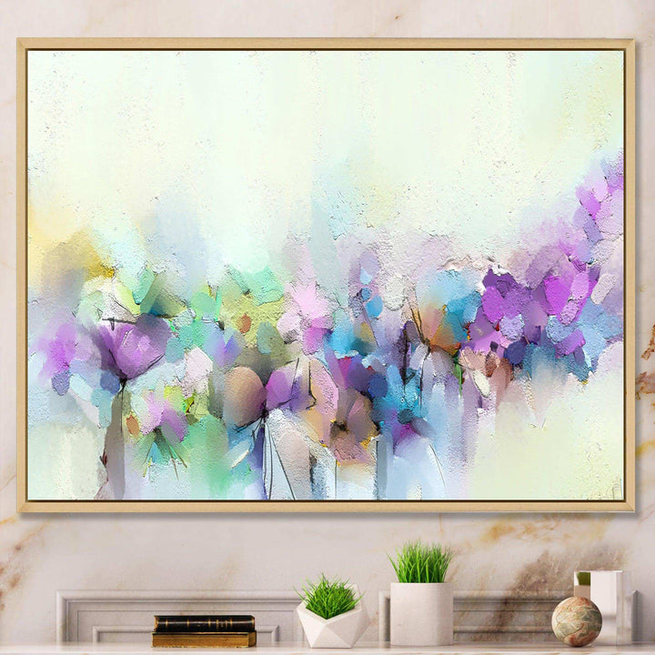 Yellow And Purple Spring Flowers - Traditional Canvas Wall Art