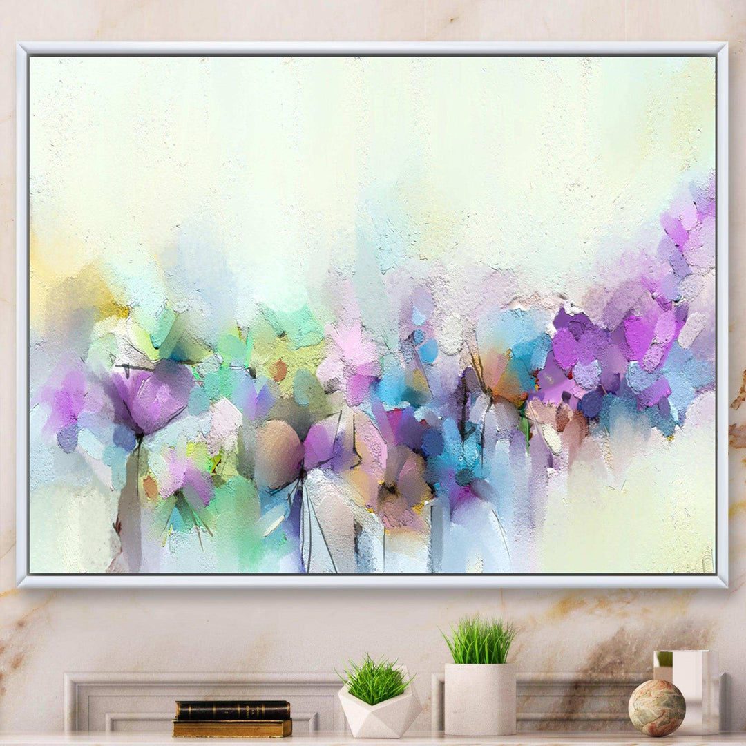 Yellow And Purple Spring Flowers - Traditional Canvas Wall Art