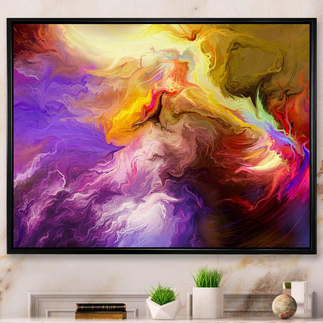 Oil Painted Purple And Yellow Clouds - Modern Wall Art Prints