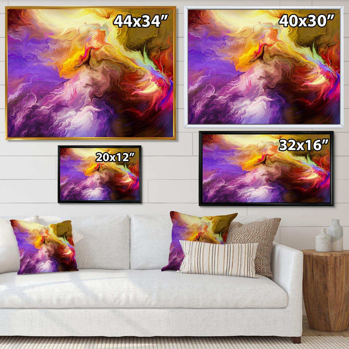 Oil Painted Purple And Yellow Clouds - Modern Wall Art Prints