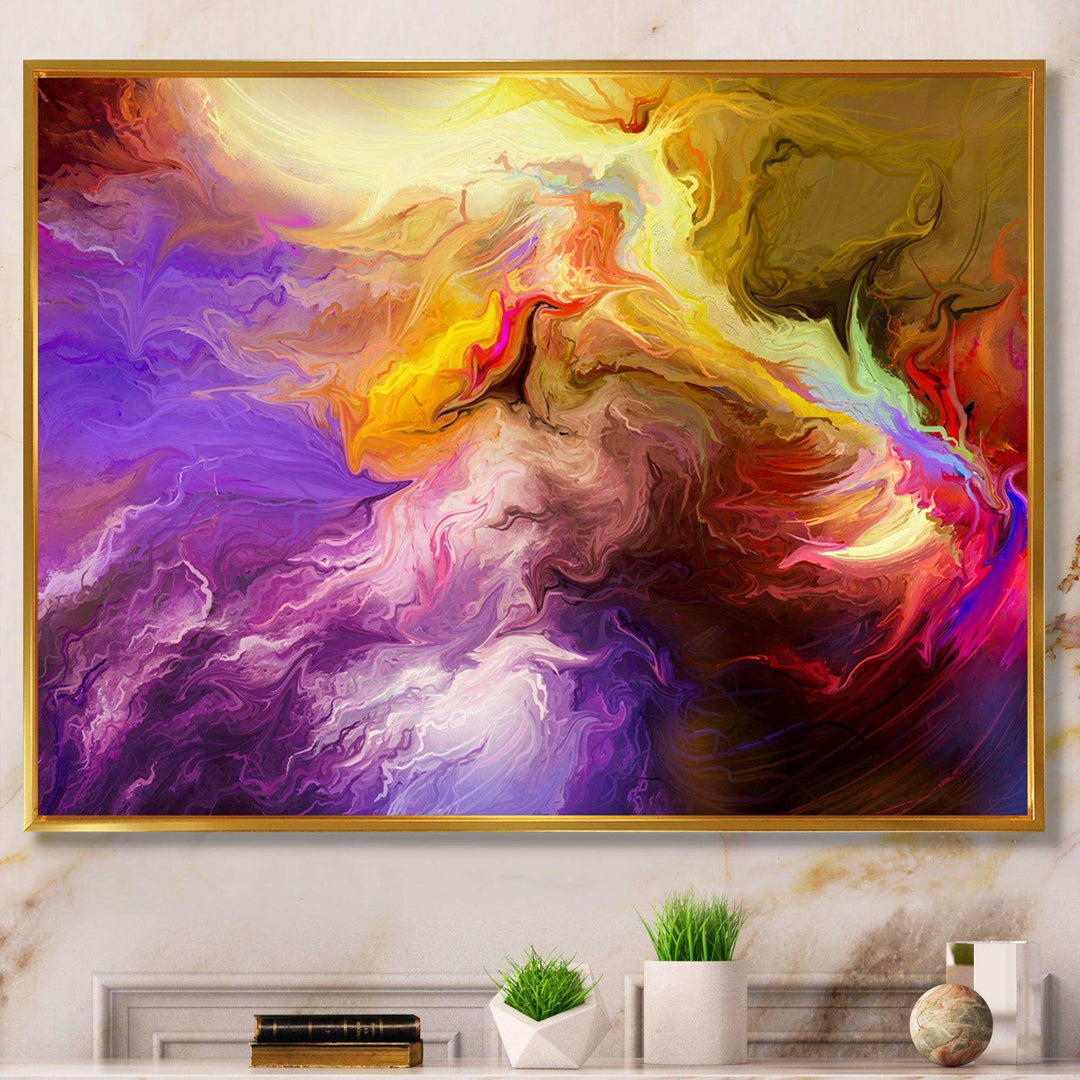 Oil Painted Purple And Yellow Clouds - Modern Wall Art Prints