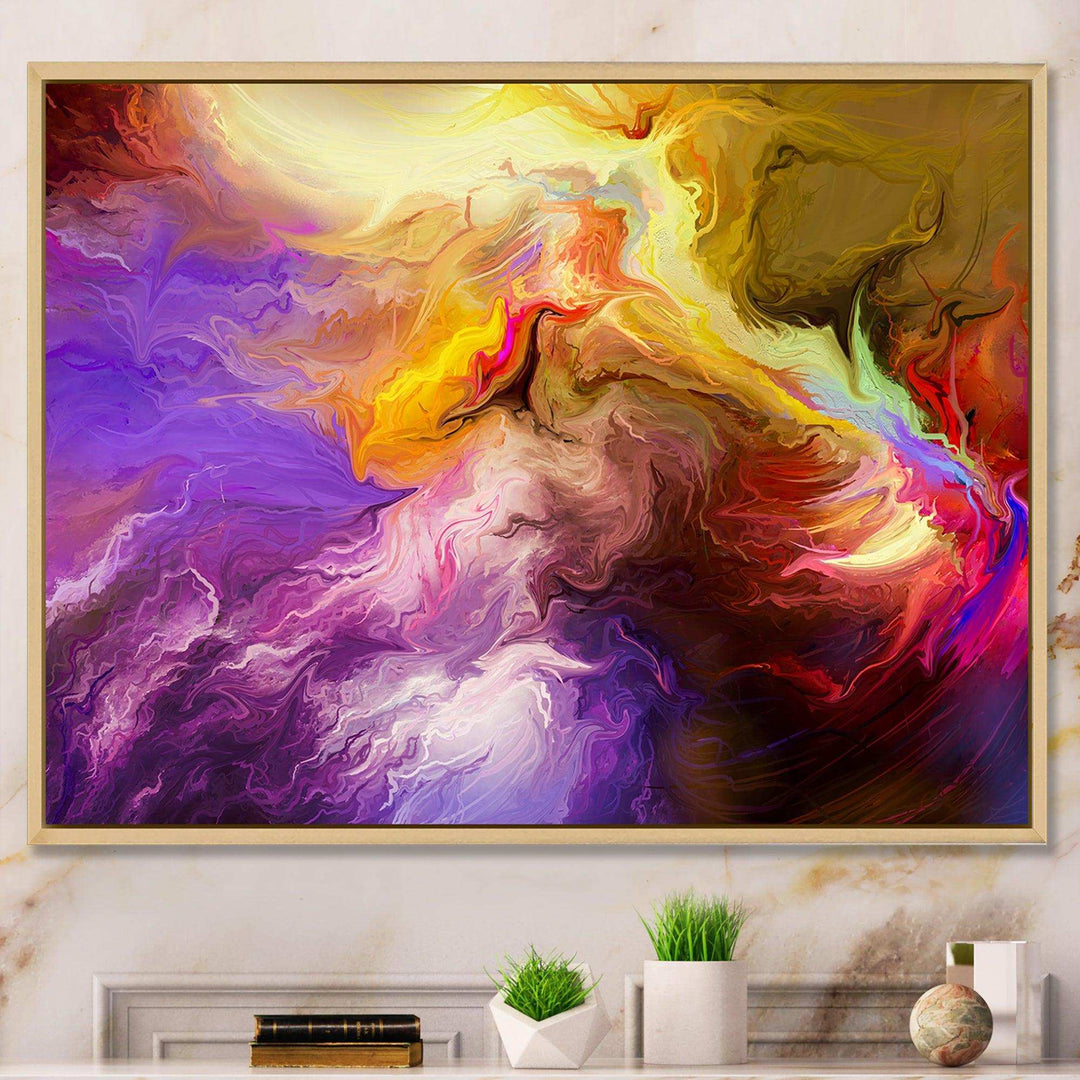 Oil Painted Purple And Yellow Clouds - Modern Wall Art Prints
