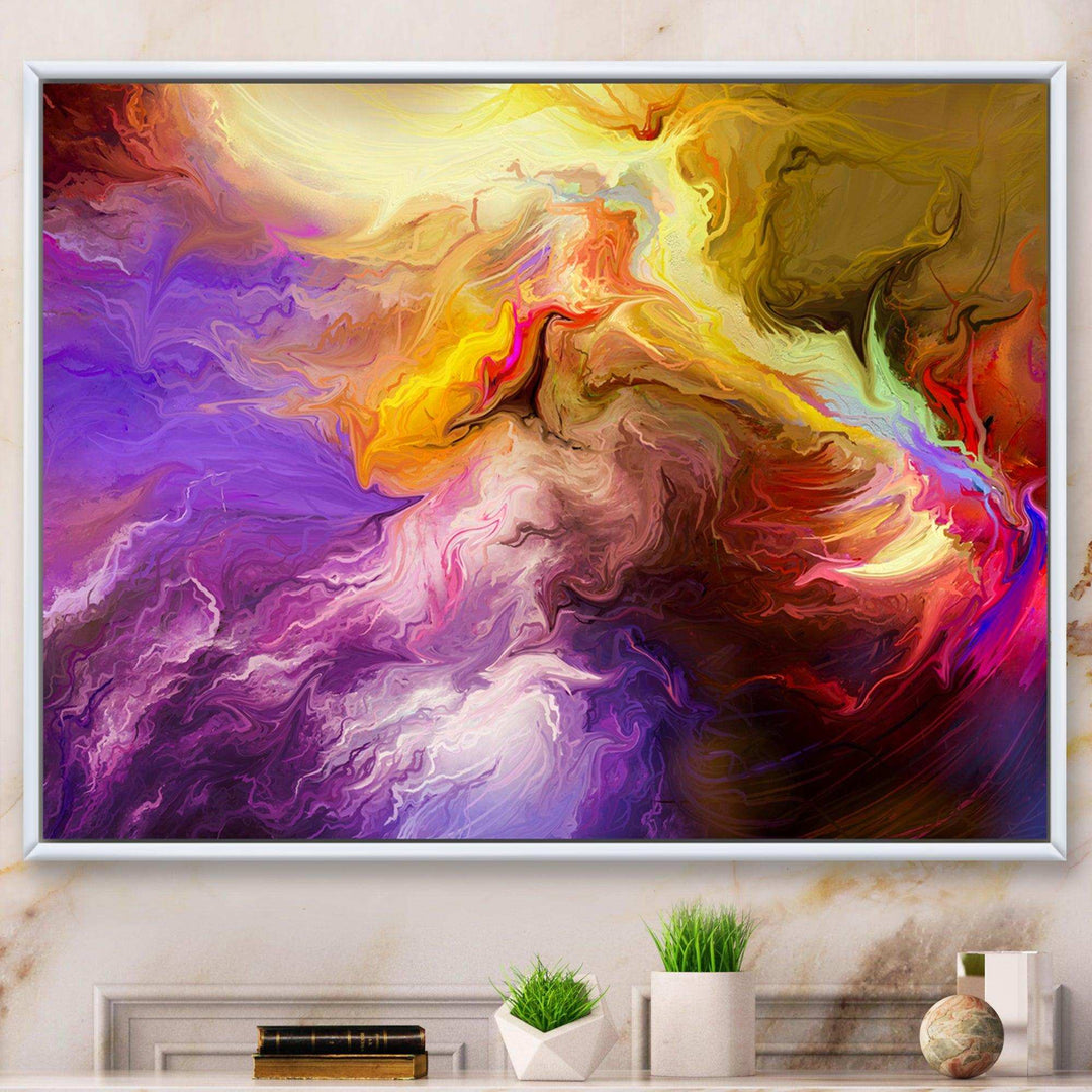 Oil Painted Purple And Yellow Clouds - Modern Wall Art Prints