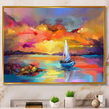 Sunset Painting With Colorful Reflections II