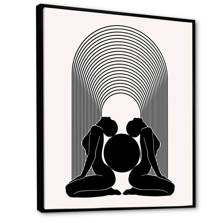 Empowered Cosmic Women Geometric Goddess Series Black And White I - Modern Canvas Wall Art