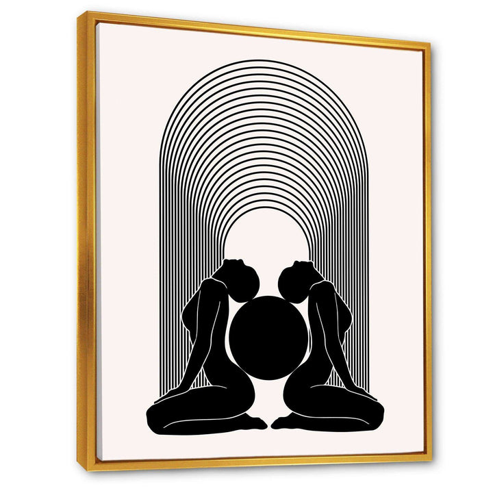 Empowered Cosmic Women Geometric Goddess Series Black And White I - Modern Canvas Wall Art