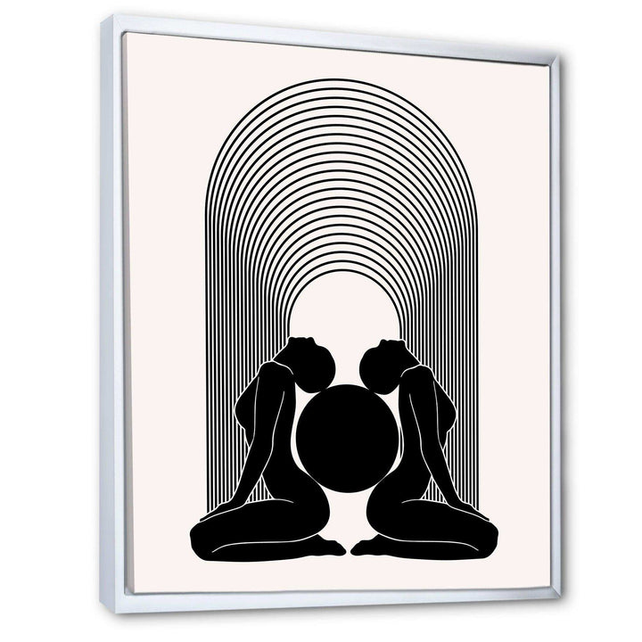 Empowered Cosmic Women Geometric Goddess Series Black And White I - Modern Canvas Wall Art