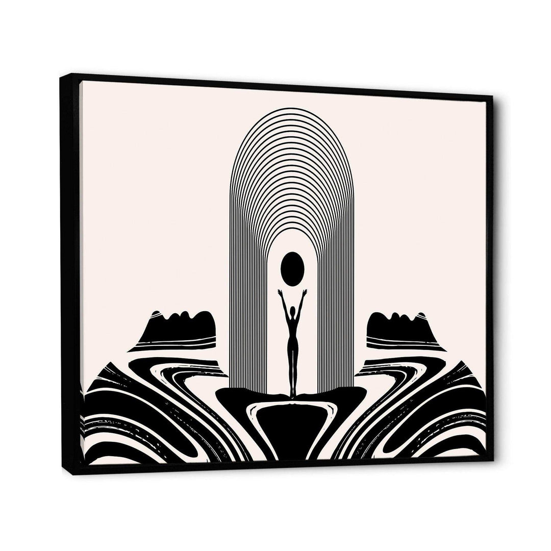 Empowered Cosmic Women Geometric Goddess Series Black And White III - Modern Living Room Wall Decor