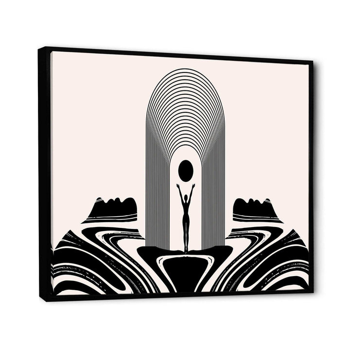 Empowered Cosmic Women Geometric Goddess Series Black And White III - Modern Living Room Wall Decor