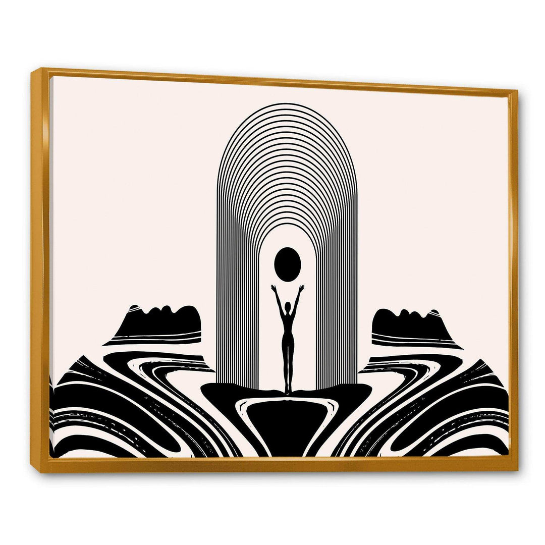Empowered Cosmic Women Geometric Goddess Series Black And White III - Modern Living Room Wall Decor