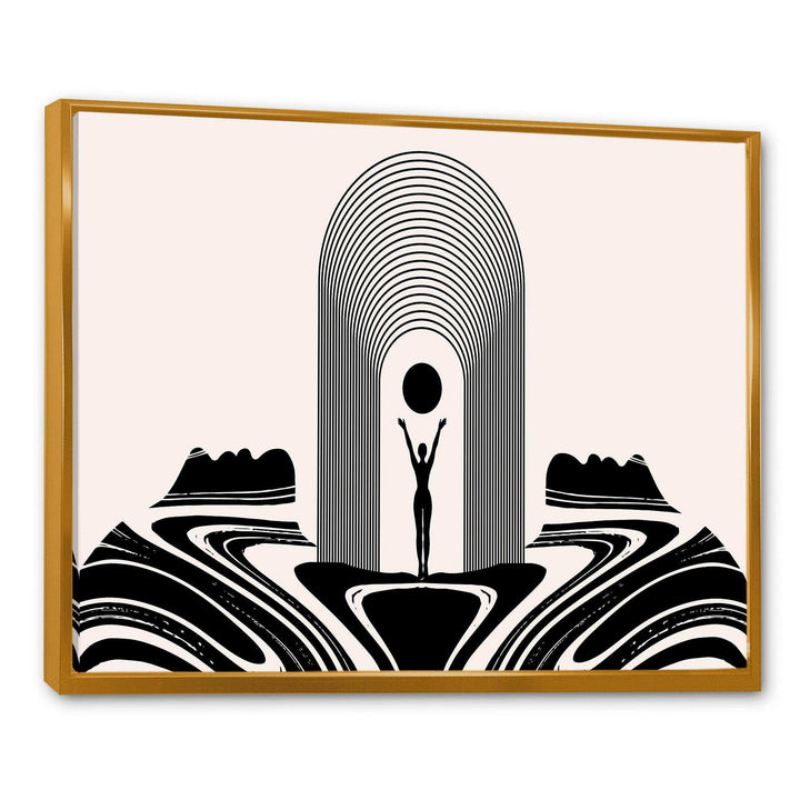 Empowered Cosmic Women Geometric Goddess Series Black And White III - Modern Living Room Wall Decor