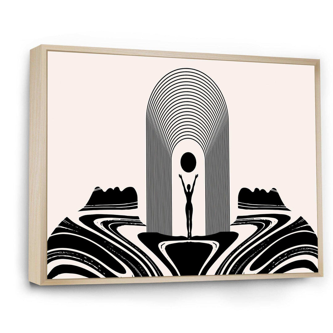 Empowered Cosmic Women Geometric Goddess Series Black And White III - Modern Living Room Wall Decor