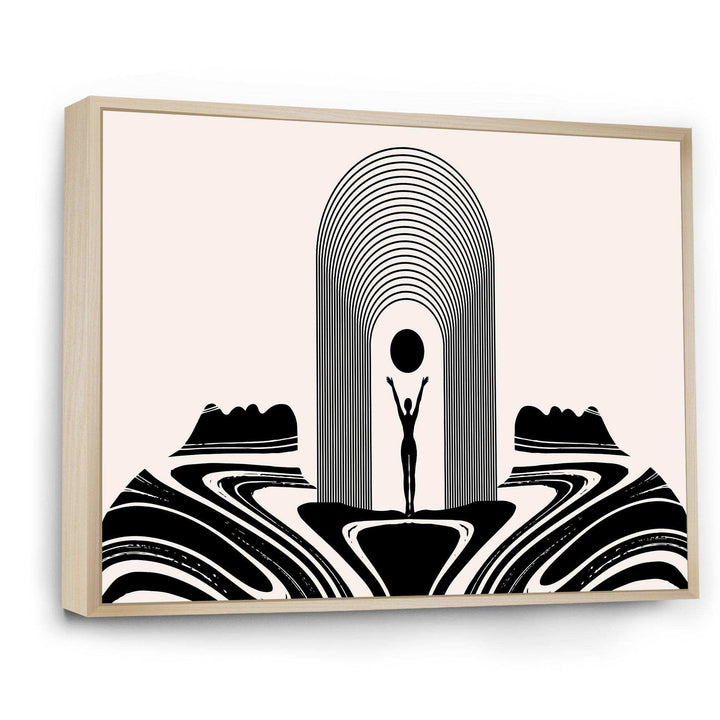 Empowered Cosmic Women Geometric Goddess Series Black And White III - Modern Living Room Wall Decor