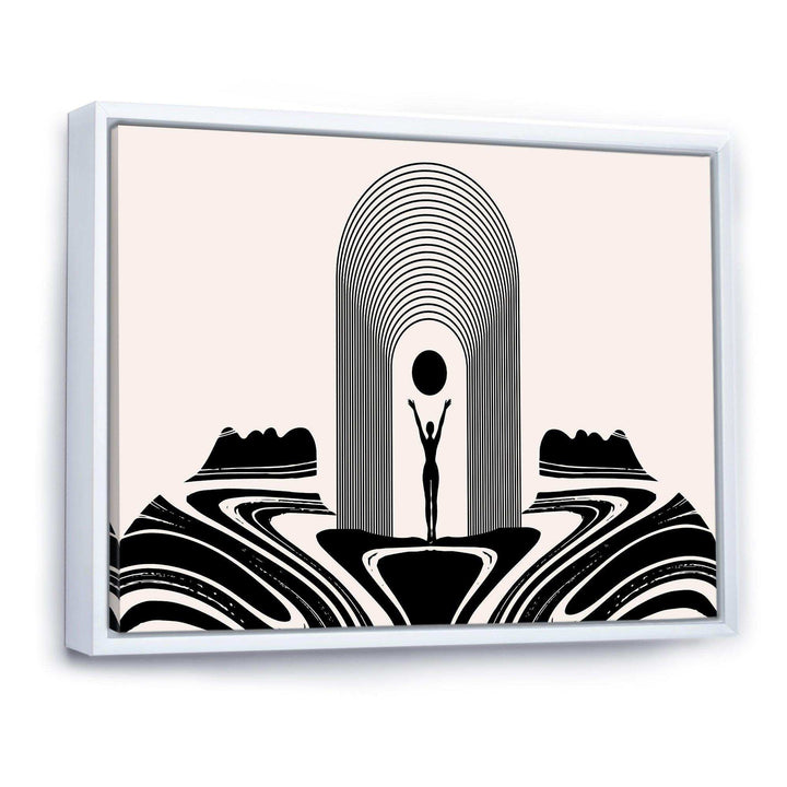 Empowered Cosmic Women Geometric Goddess Series Black And White III - Modern Living Room Wall Decor