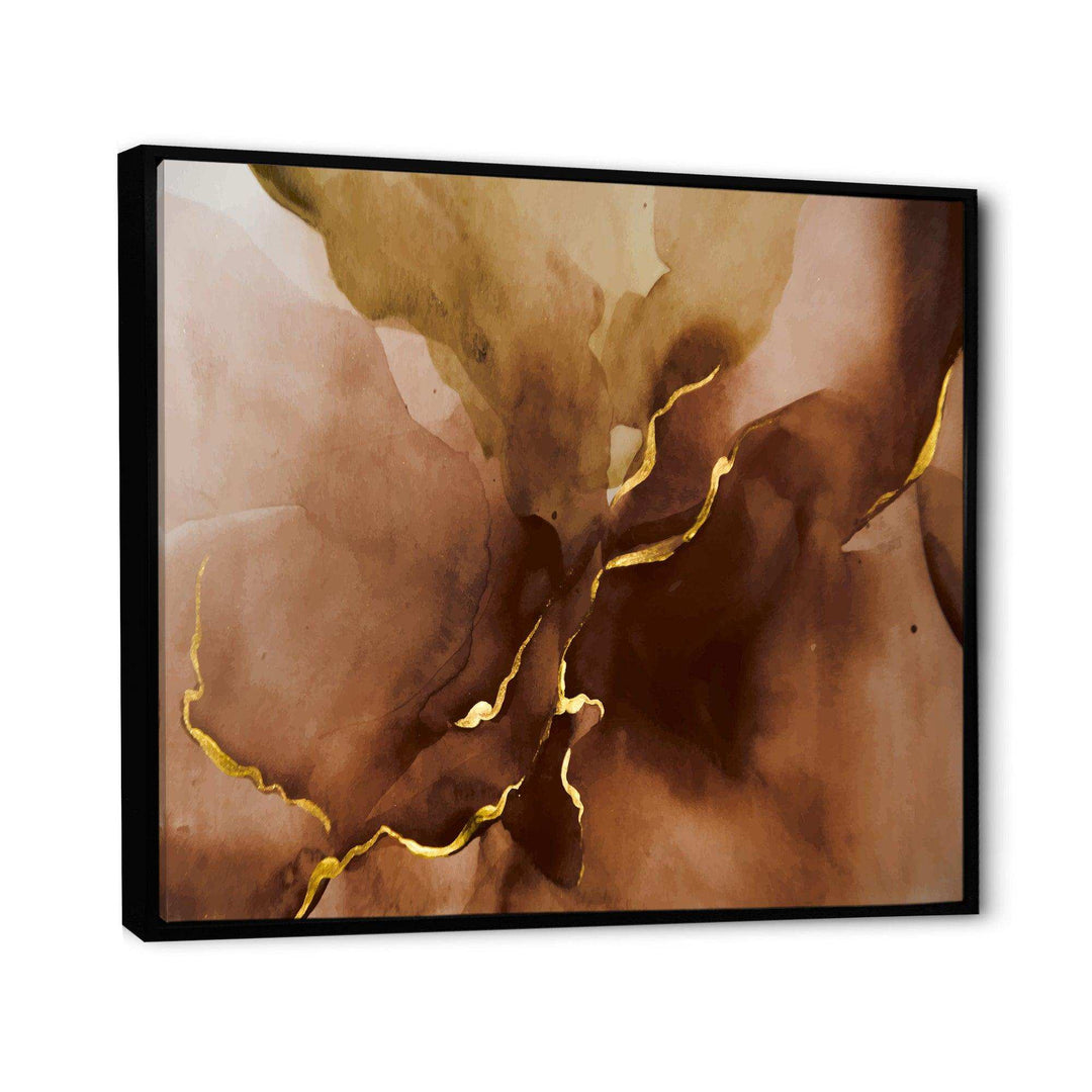 Hand Drawn Watercolor Brown Background With Gold - Modern Wall Art Prints