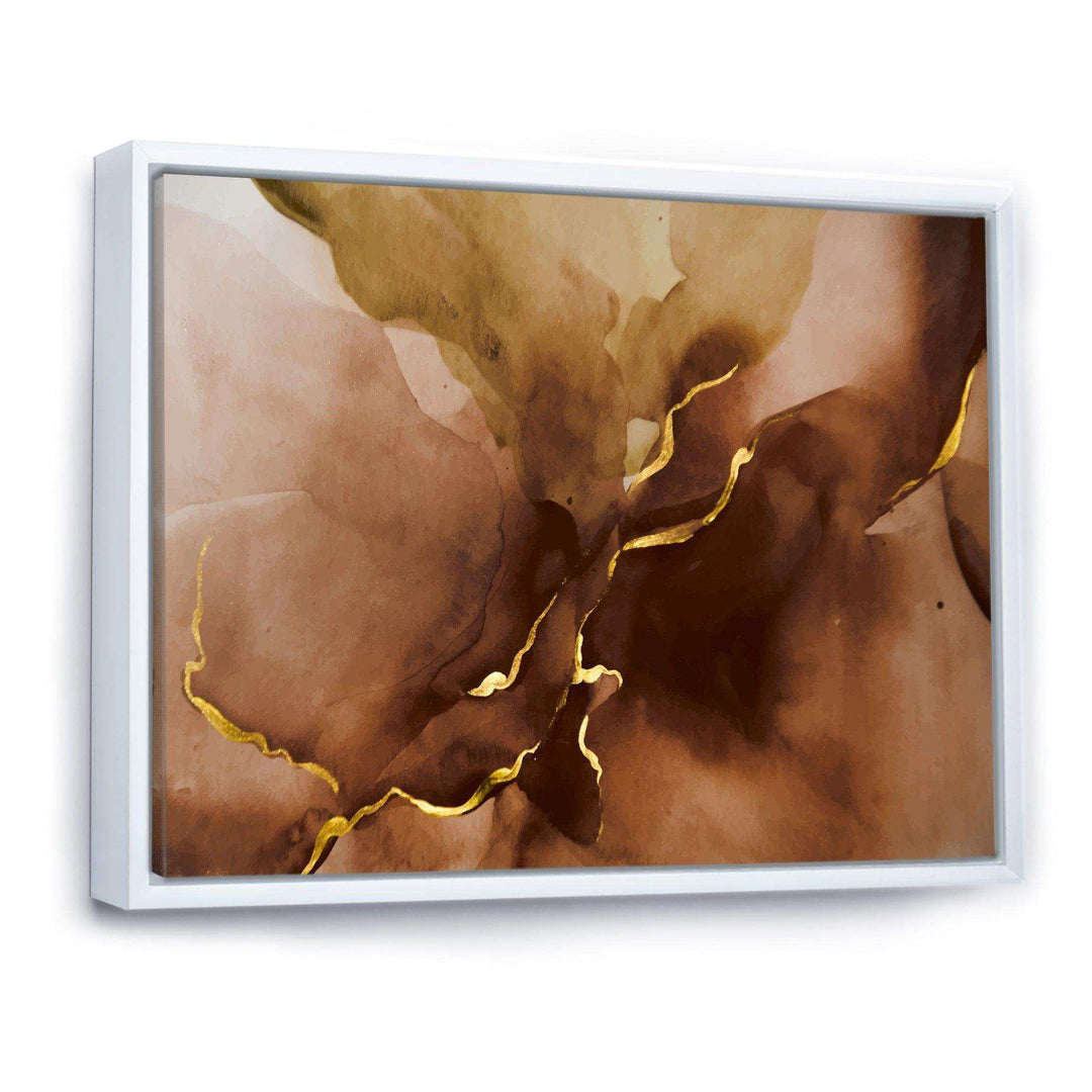 Hand Drawn Watercolor Brown Background With Gold - Modern Wall Art Prints