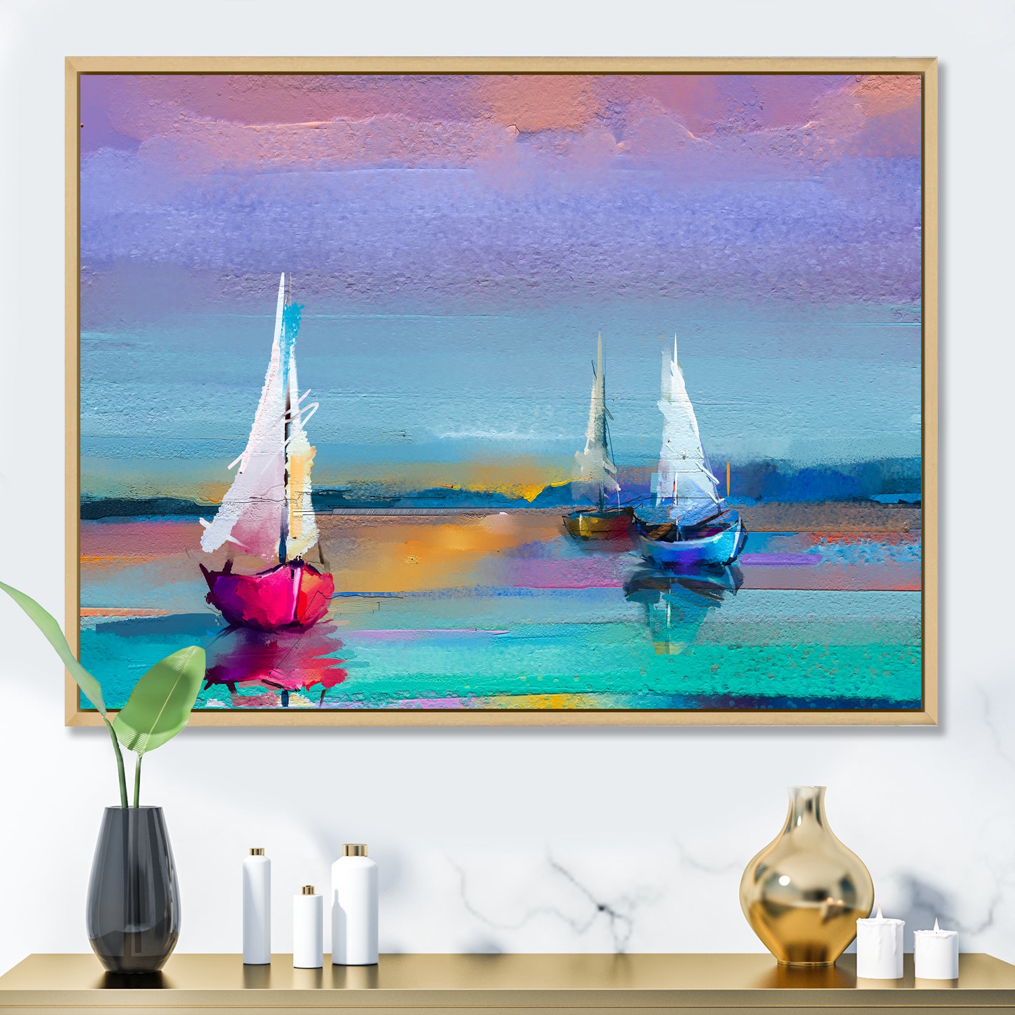 Impressionist Seascape With Little Ships I