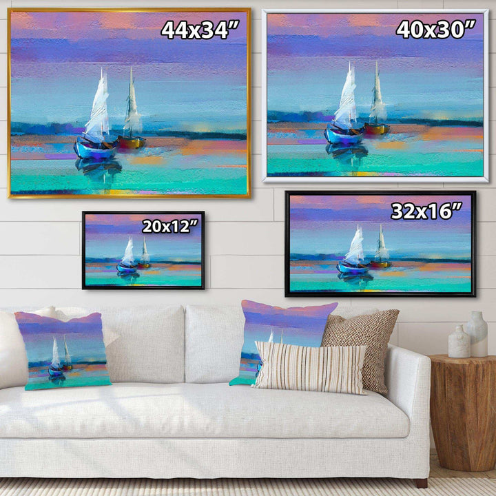 Impressionist Seascape With Little Ships II - Nautical &amp; Coastal Wall Art Prints