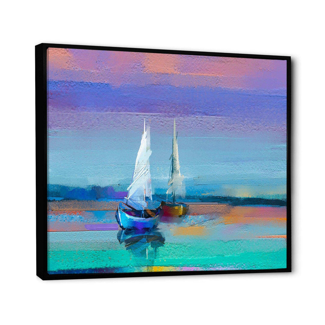 Impressionist Seascape With Little Ships II - Nautical &amp; Coastal Wall Art Prints