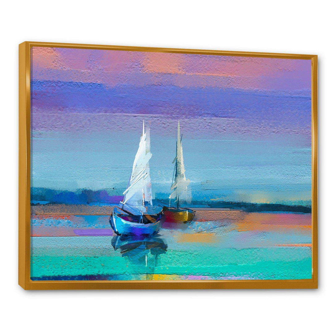 Impressionist Seascape With Little Ships II - Nautical &amp; Coastal Wall Art Prints