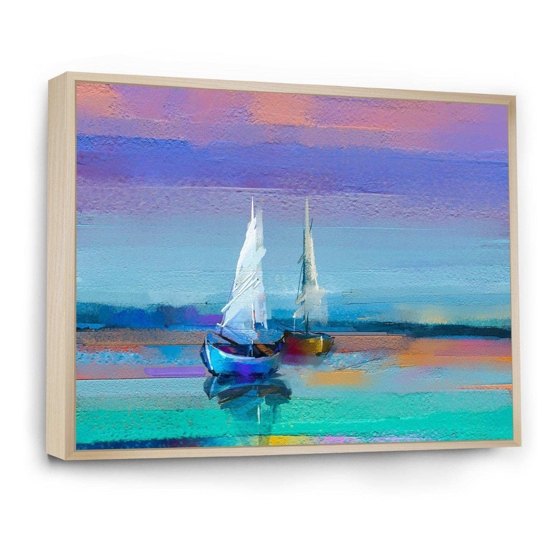 Impressionist Seascape With Little Ships II - Nautical &amp; Coastal Wall Art Prints
