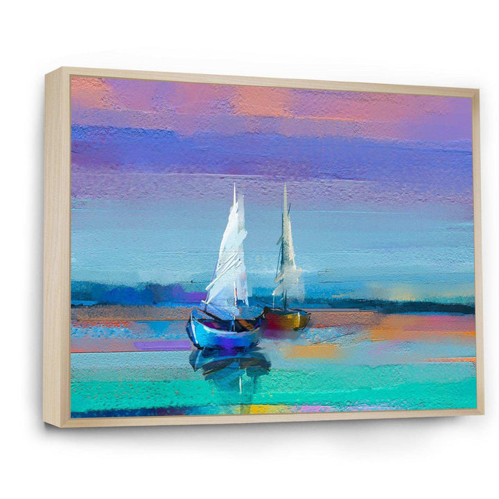 Impressionist Seascape With Little Ships II - Nautical &amp; Coastal Wall Art Prints