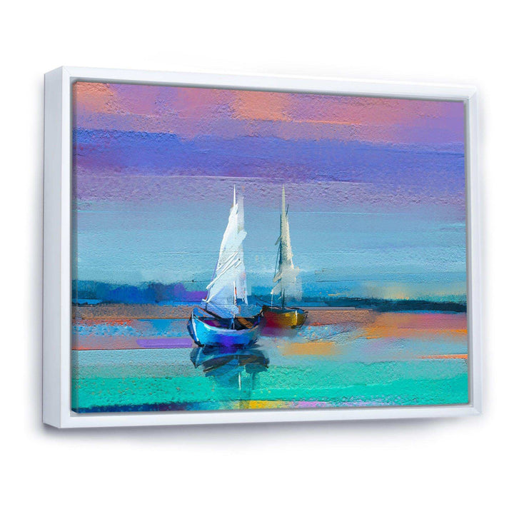 Impressionist Seascape With Little Ships II - Nautical &amp; Coastal Wall Art Prints
