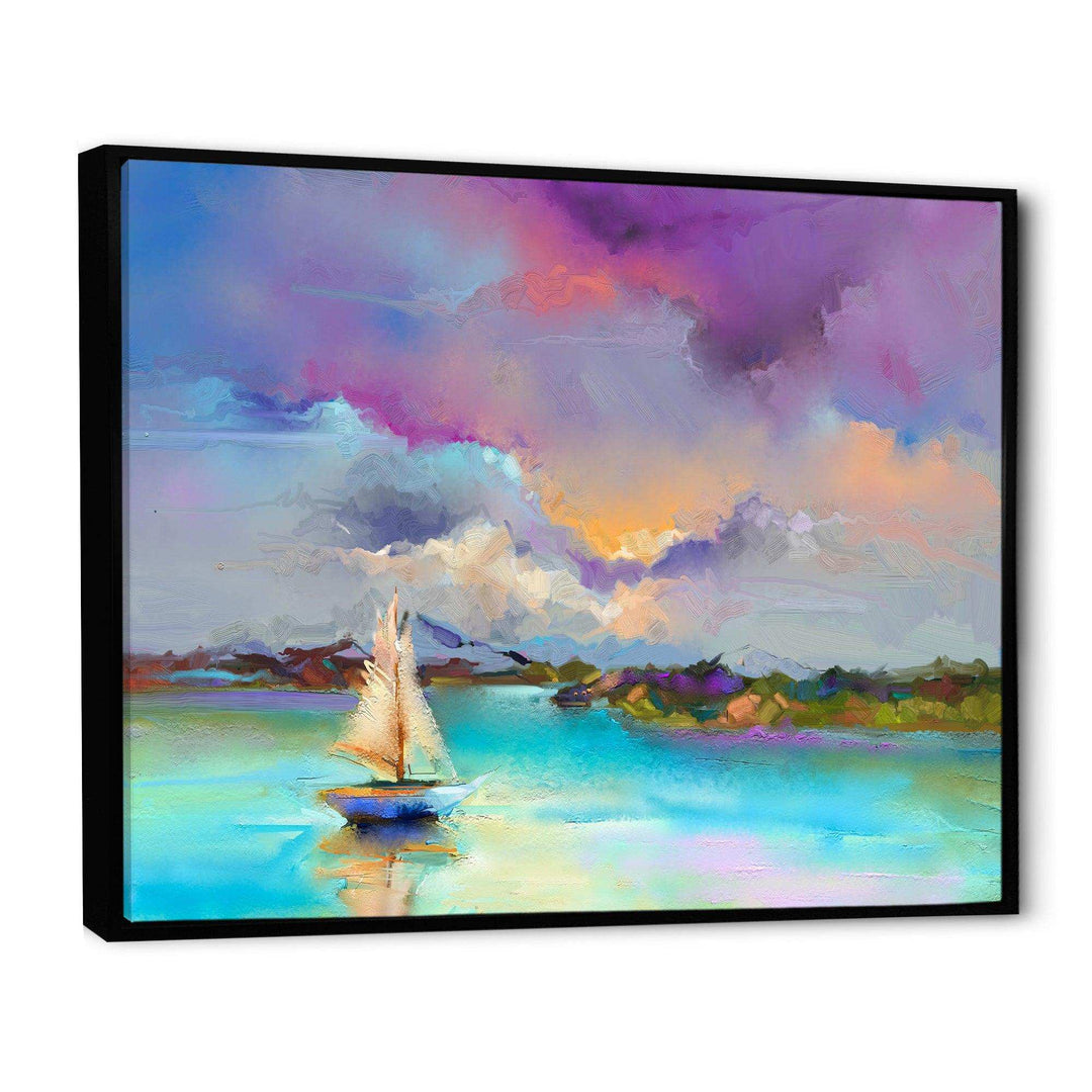 Impressionist Seascape With Little Ships III - Modern Canvas Wall Art