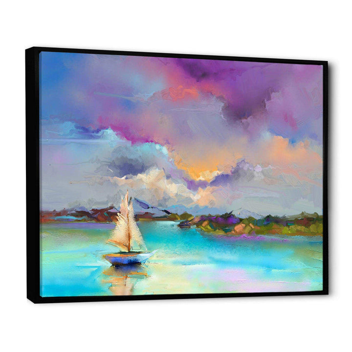 Impressionist Seascape With Little Ships III - Modern Canvas Wall Art