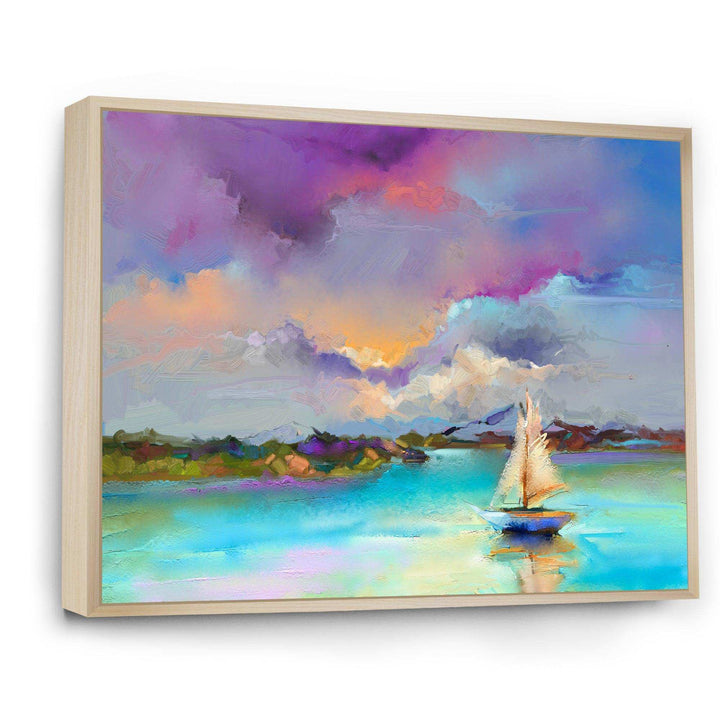 Impressionist Seascape With Little Ships III - Modern Canvas Wall Art
